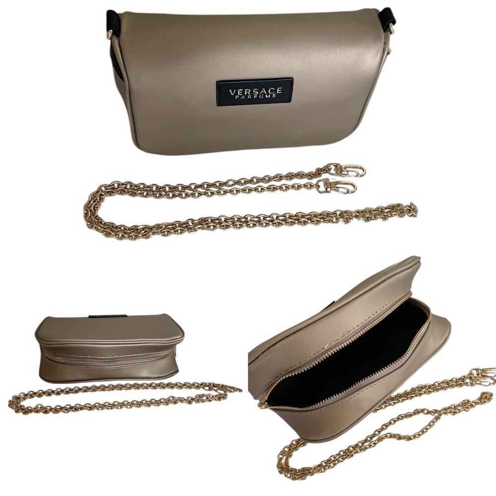 Versace Parfums Soft Champagne Gold Chain Strap Crossbody Women's Bag - Picture 5 of 13